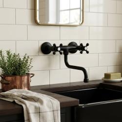 black-wall-mounted-kitchen-faucet-nostalgic-design